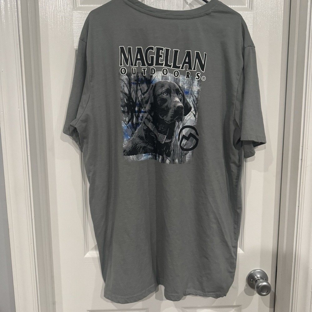 Magellan Outdoors Shirt Mens 3XL Gray Logo Graphic Short Sleeve Dog